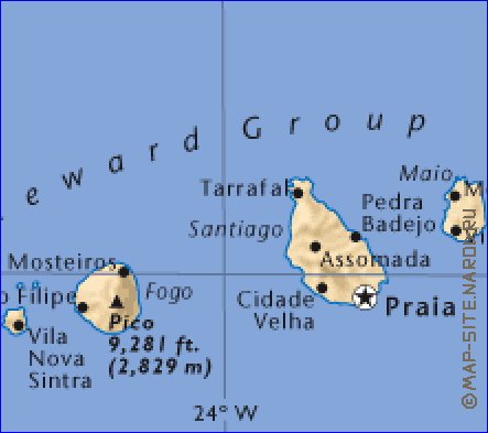 mapa de Cabo Verde em ingles