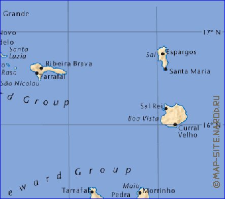 mapa de Cabo Verde em ingles