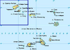 Physique carte de Cap-Vert