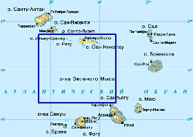 Physique carte de Cap-Vert