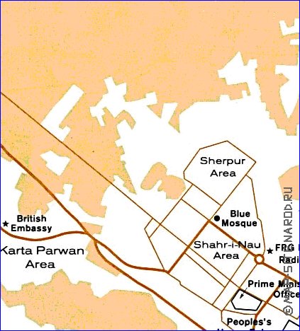 carte de Kaboul en anglais