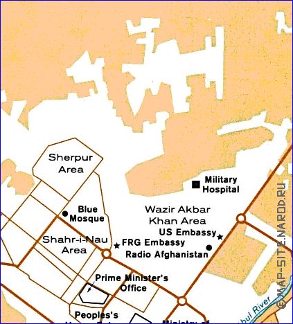 carte de Kaboul en anglais