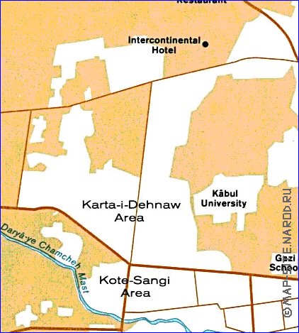 carte de Kaboul en anglais