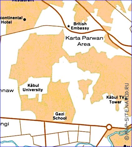 carte de Kaboul en anglais