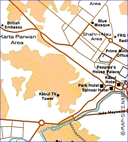 carte de Kaboul en anglais