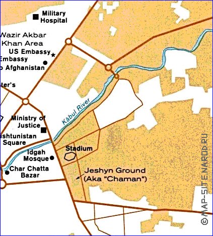 carte de Kaboul en anglais