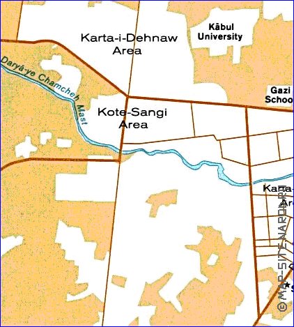 carte de Kaboul en anglais