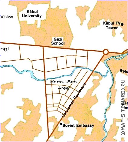 carte de Kaboul en anglais