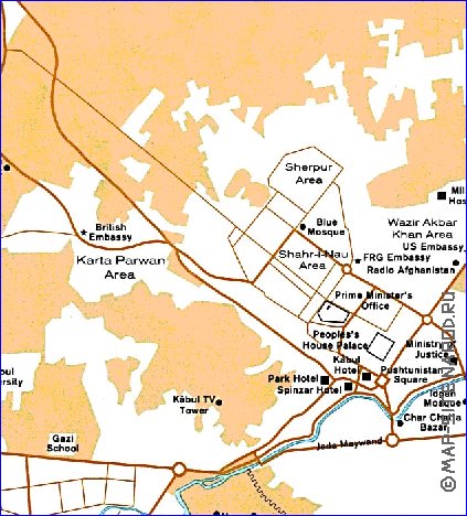 carte de Kaboul en anglais