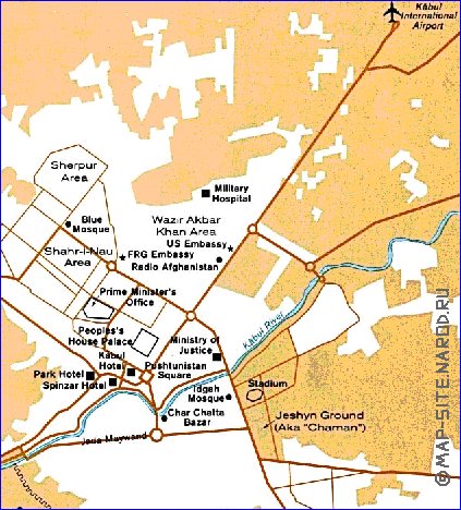 carte de Kaboul en anglais