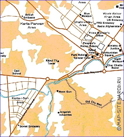 carte de Kaboul en anglais