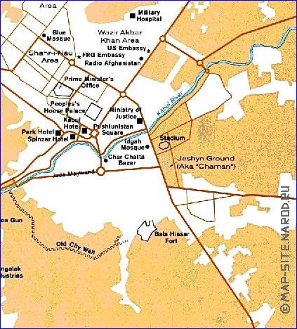 carte de Kaboul en anglais