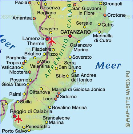 mapa de Calabria em alemao