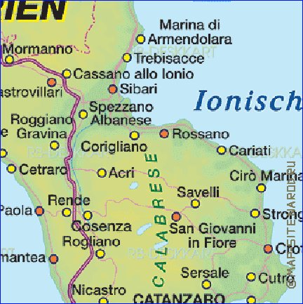 mapa de Calabria em alemao