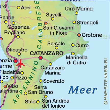 mapa de Calabria em alemao