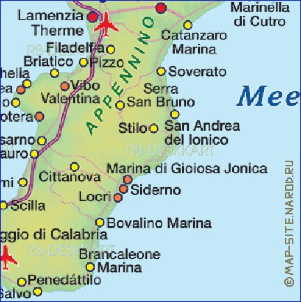 mapa de Calabria em alemao