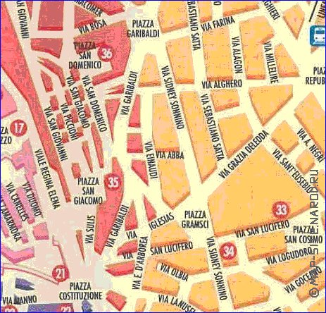 mapa de Cagliari em italiana