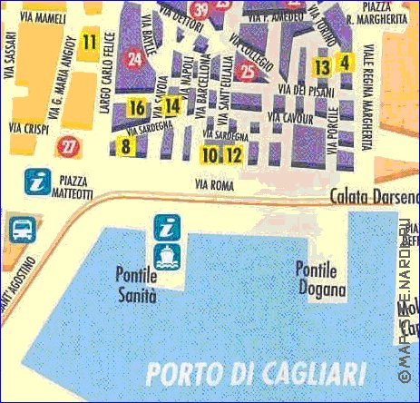 mapa de Cagliari em italiana