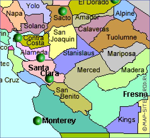 carte de Californie en anglais