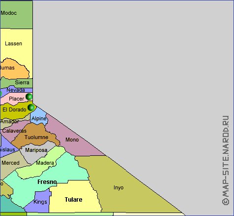 carte de Californie en anglais