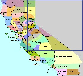 carte de Californie en anglais