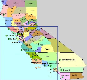 carte de Californie en anglais