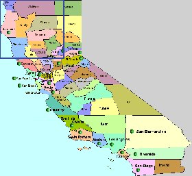 carte de Californie en anglais