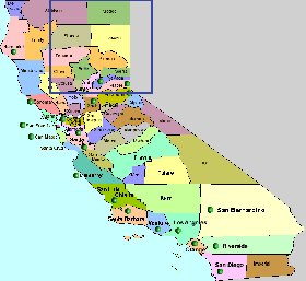 carte de Californie en anglais