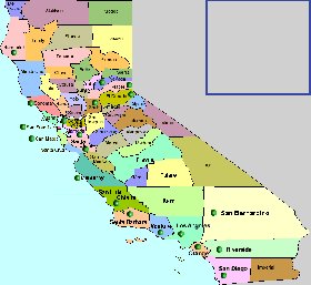 carte de Californie en anglais