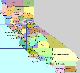 carte de Californie en anglais