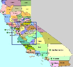 mapa de California em ingles