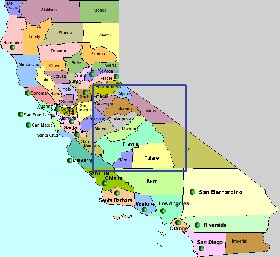 mapa de California em ingles