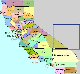 carte de Californie en anglais