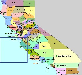 carte de Californie en anglais