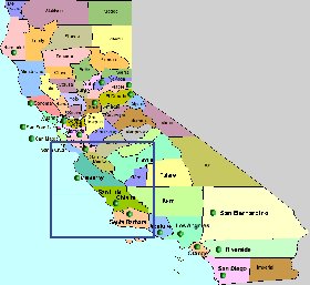 carte de Californie en anglais