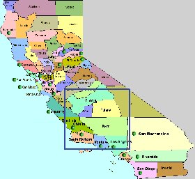 carte de Californie en anglais