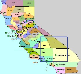 carte de Californie en anglais