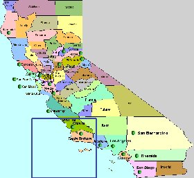 carte de Californie en anglais