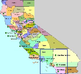 carte de Californie en anglais