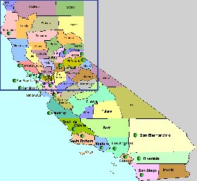 carte de Californie en anglais