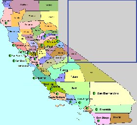 carte de Californie en anglais