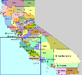 carte de Californie en anglais