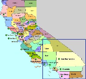 carte de Californie en anglais