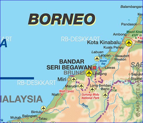 mapa de Borneo em alemao