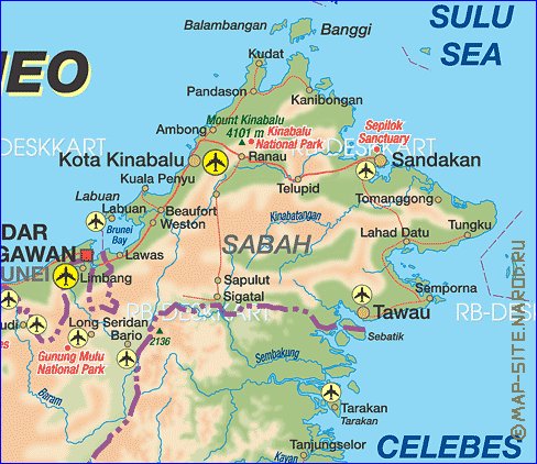 mapa de Borneo em alemao