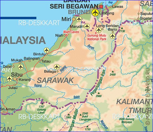 mapa de Borneo em alemao