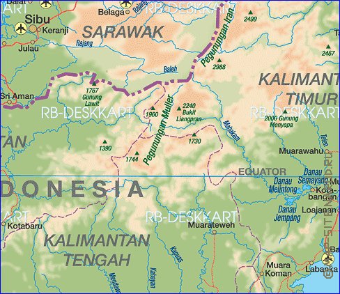 mapa de Borneo em alemao