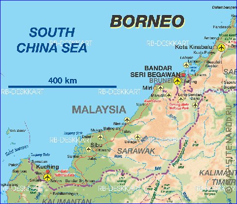 mapa de Borneo em alemao