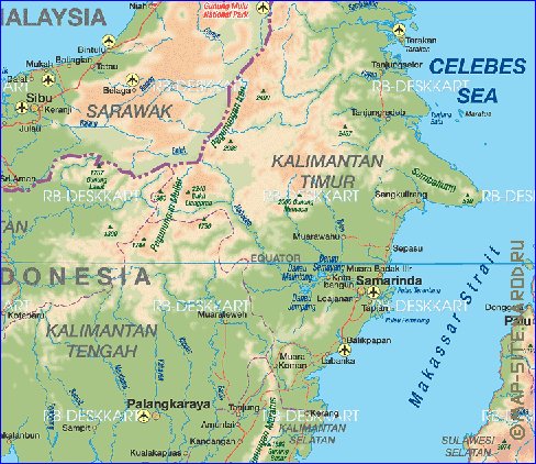 mapa de Borneo em alemao