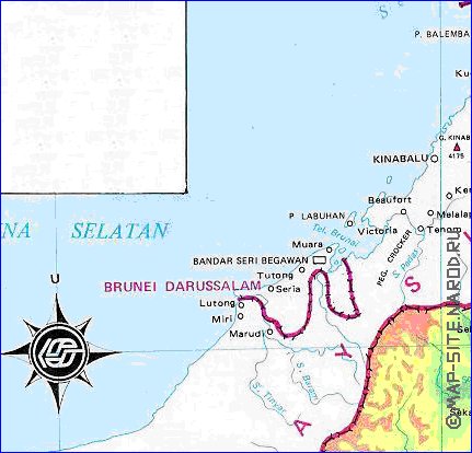 mapa de Borneo no idioma indonesio